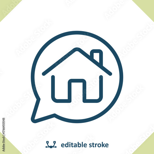 Real Estate Icon. House, Home, Talking, Chat Bubble, Speech Bubble
