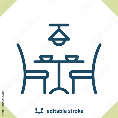 Dining Room Icon. Living Room, Table, Chairs, Restaurant