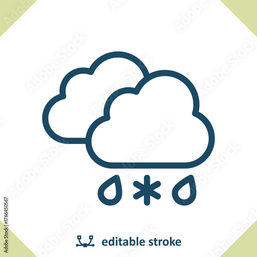 Sleet Icon. Cloud, Clouds, Weather, Rain, Raining, Snow, Snowing, Freezing Rain