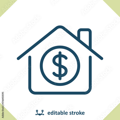 House, Dollar Icon. Real Estate, Home, Price, For Sale