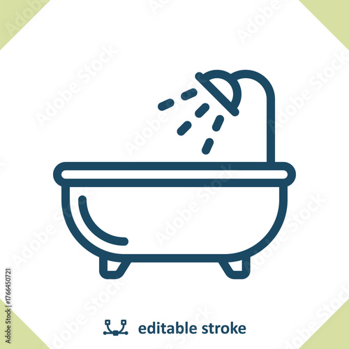 Bathtub Icon. Bathroom, Bath, Bathing, Shower