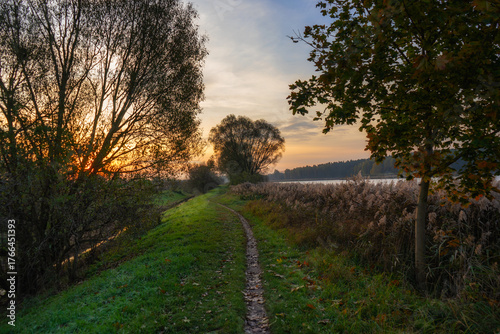 Jesienny poranek nad Stawami Dojlidzkimi, Podlasie, Polska