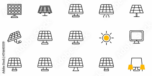 Harness the power of sun with these solar panels, clean energy icons representing green solutions for a sustainable future, renewable power concepts