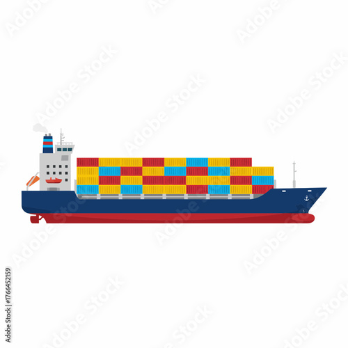 Cargo Ship Carrying Colorful Containers for Global Trade and Transportation.
