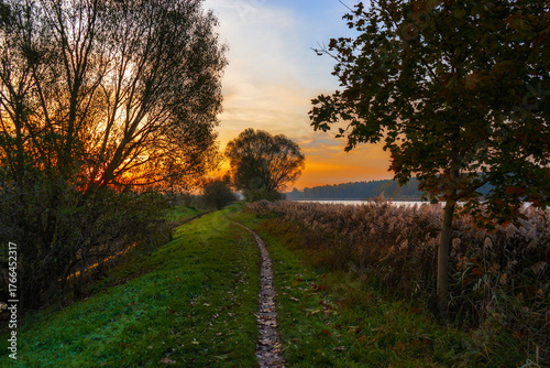 Jesienny poranek nad Stawami Dojlidzkimi, Podlasie, Polska
