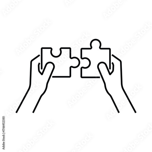 puzzle icon, teamwork concept, jigsaw linear sign on white background - editable vector illustration eps10