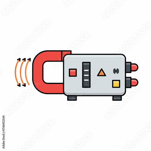 Clamp Meter Illustration with Magnetic Field Lines.