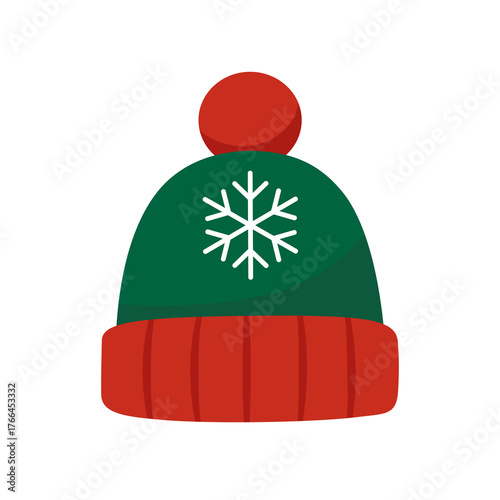 Christmas green and red hat illustration