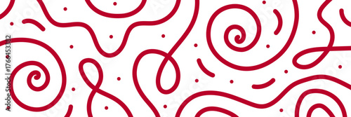 Red Abstract Swirl Pattern on a clean background. Christmas red curved lines and swirls pattern. Modern abstract design for website banner, festive decoration, and creative backdrops. PNG and Vector