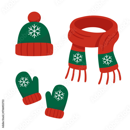 Christmas winter clothing set illustration