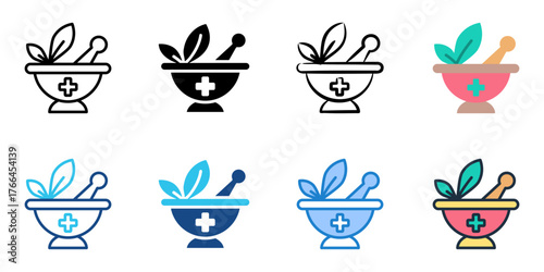 Alternative medicine icon set multiple style collection 
