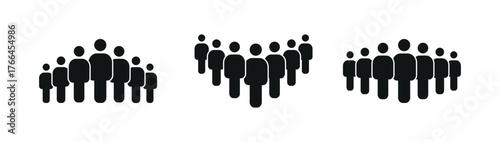 People 1, 2, 3, 4, 5, 6, 7, 8, 9, 10 icon set. Crowd signs. Containing participants, group, team, meeting, organization, community, population, audience, member, discussion, assembly, interview. 