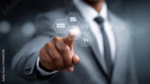 Futuristic Supply Chain Interface with Icons