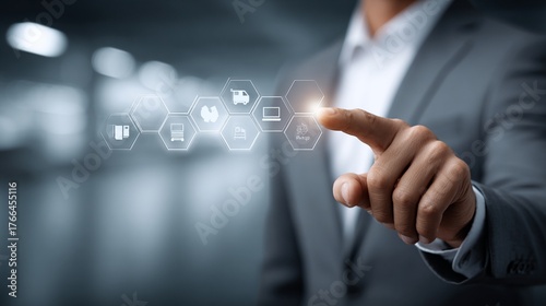 Futuristic Supply Chain Interface with Icons