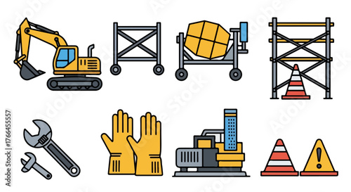 Construction Icons Essential Tools and Equipment for Building and Development Projects