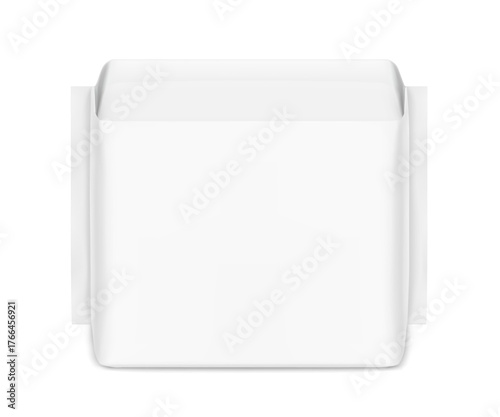 Packaging bag mockup. Vector illustration isolated on white background. Ready for your design. Suite for the presentation of pads, pantyliners, wipes, etc. EPS10.