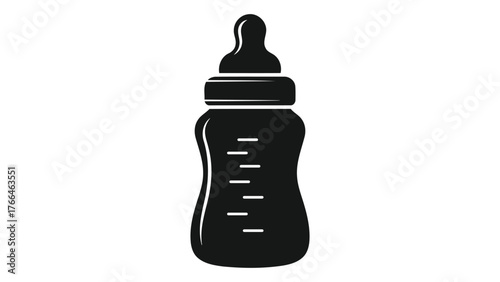 Black baby bottle on, a symbol of infant feeding and care