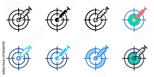 Precision medicine icon set multiple style collection
