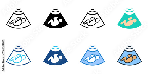 Ultrasound icon set multiple style collection

