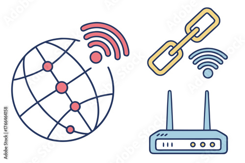 Global network and internet connection concept with router