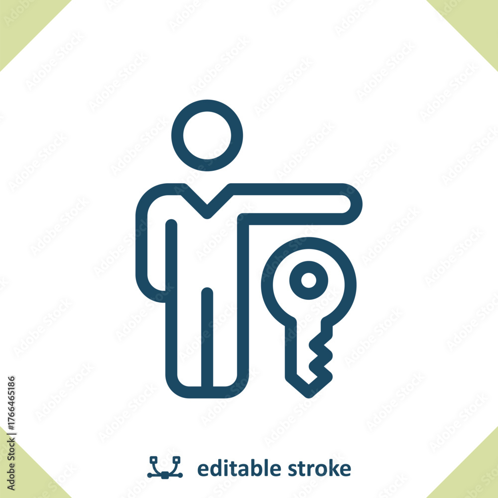 Fototapeta premium Realtor Icon. Home Owner, Man, Key