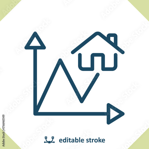 Real Estate Icon. House, Home, Housing Market, Chart, Graph, Report