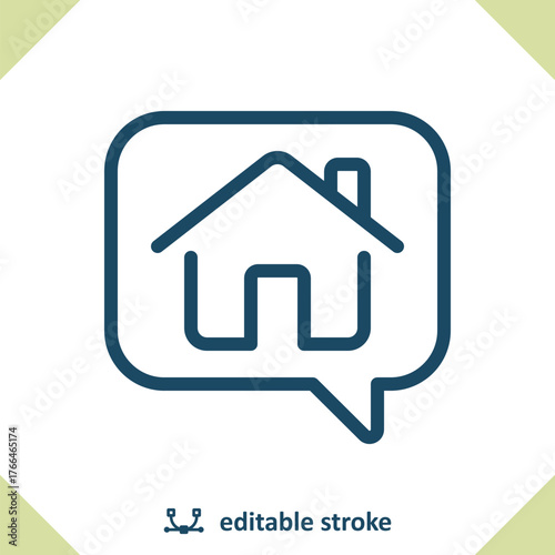 Real Estate Icon. House, Home, Talking, Chat Bubble, Speech Bubble