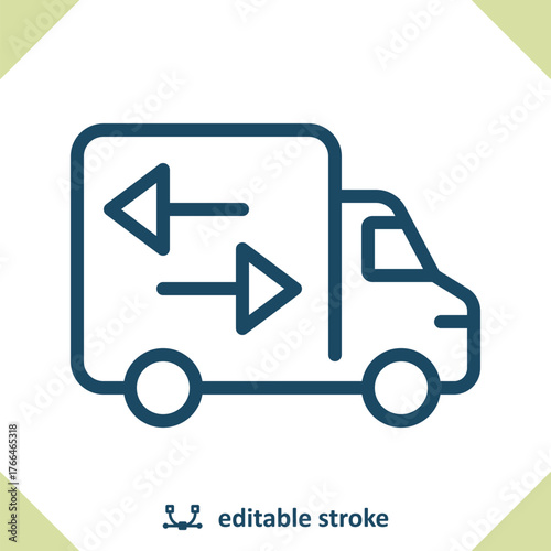 Van Icon. Truck, Delivery, Vehicle, Moving Van, Arrows