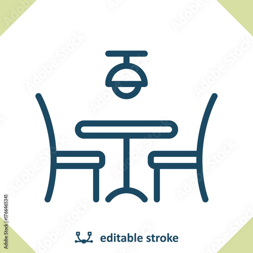 Dining Room Icon. Living Room, Table, Chairs, Restaurant