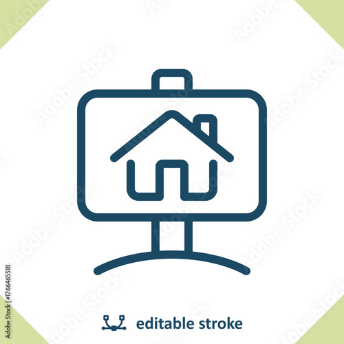 Real Estate Sign Icon. House, Home, For Sale
