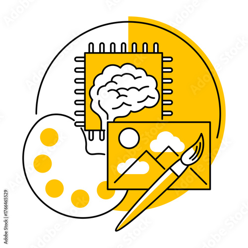 AI technology for images creating - vector illustration concept