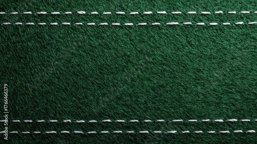Green felt texture with intricate white stitching patterns