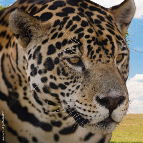 Canvas Print Close up of jaguar represent wild and majesty