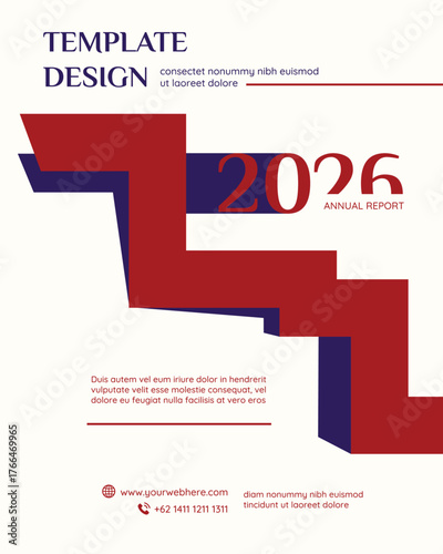 Professional Annual Report Cover Template for Corporate Business Documents, Financial Summaries, and Presentations, Featuring a Modern Geometric Design