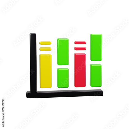 Wallpaper Mural column chart 3d render icons Torontodigital.ca