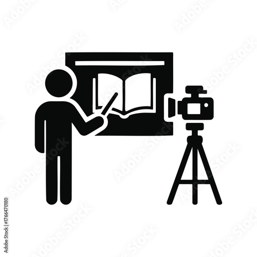 Person giving a presentation, recording with a camera.
