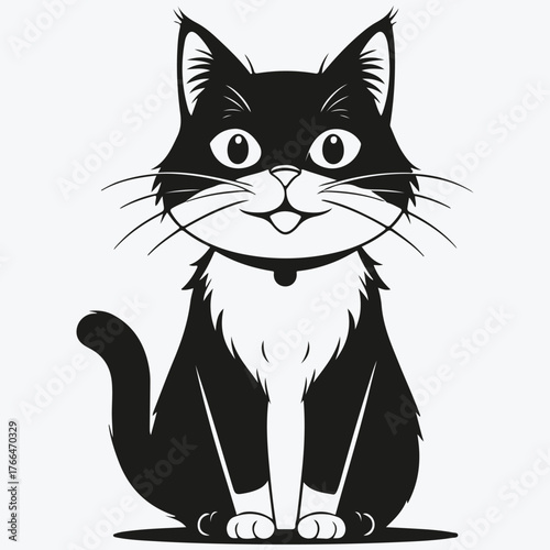 funny black cat cartoon sketch illustration vector