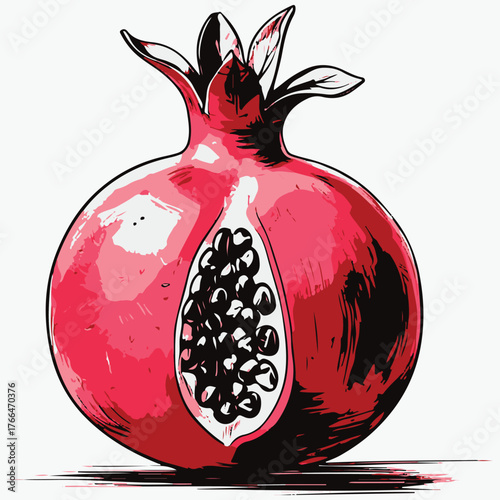 pomegranate color illustration vector