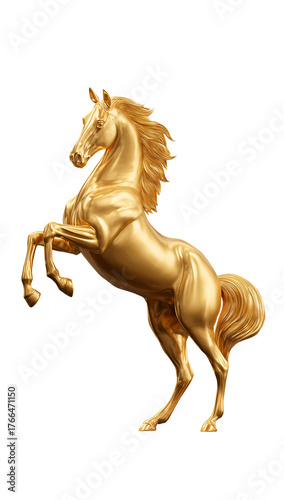 The golden horse image is placed on a transparent PNG background