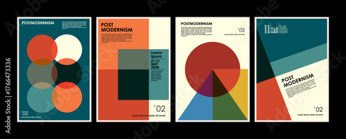 Artworks, posters inspired postmodern of vector abstract dynamic symbols with bold geometric shapes, useful for web background, poster art design, magazine front page, hi-tech print, cover artwork