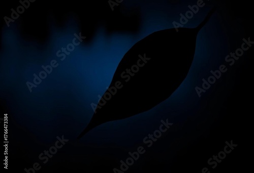 Dark, stylized silhouette of a single leaf, vector art, leaf, vector