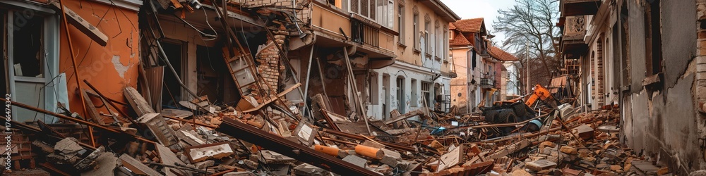 Naklejka premium destroyed houses after the earthquake.