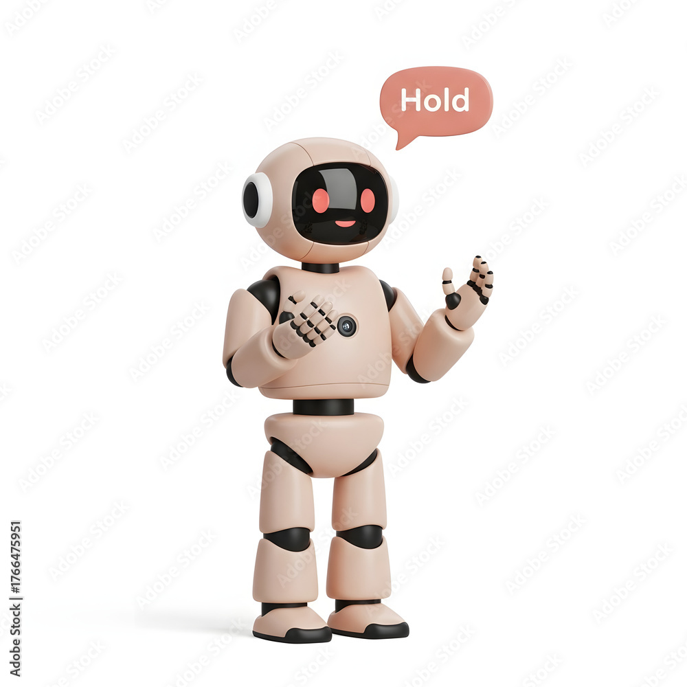 Fototapeta premium Cute robot saying hello isolated on white background
