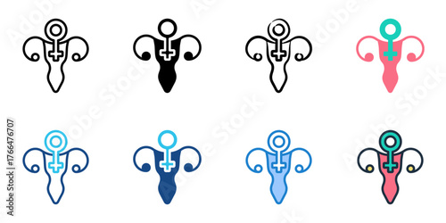 Gynecology icon set multiple style collection 
