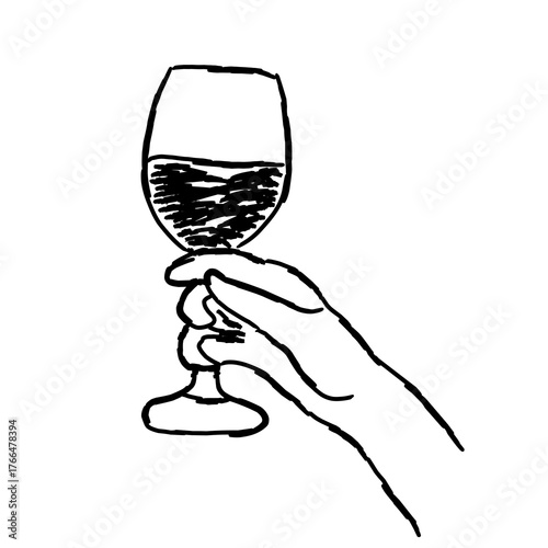 Hand with Glass doodle Vector