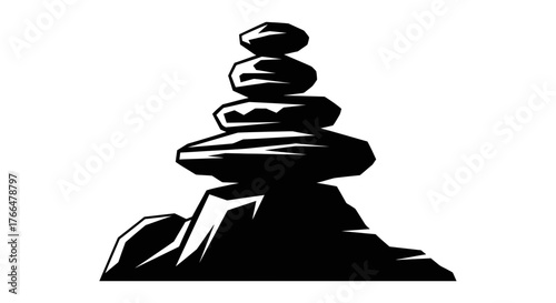 Balanced Black Vector Silhouette of a Unique Rock Formation for Stability Graphics_transparent.svg