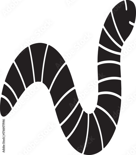 
 Link ×Title:
Earthworm silhouette. This image shows a black earthworm outline, a segmented soil creature. Vector clipart illustration design.
