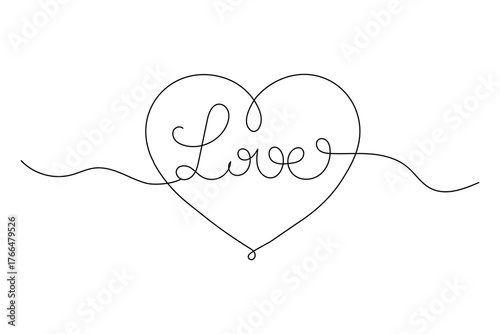 Abstract outline love heart continuous one line minimalist design