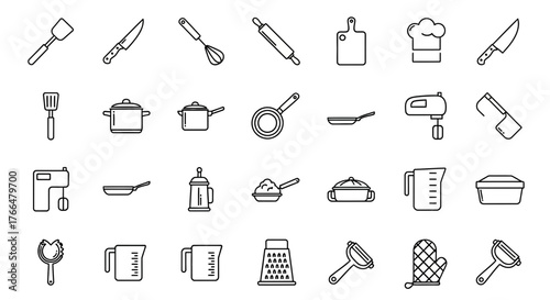 Black vector silhouette icon set for kitchen utensils and cooking equipment for web_transparent.svg