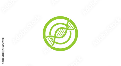 Lime Green DNA Helix Structure Silhouette Logo within a Spiral Circular Form_transparent.svg